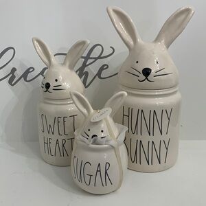 Rae Dunn by Magenta Set of 3 Bunny Canisters NEW